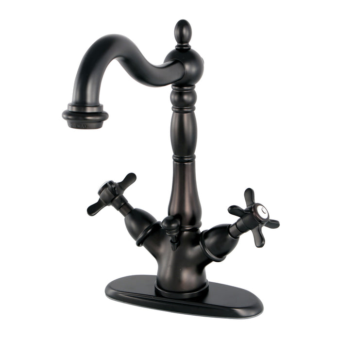 Essex KS1435BEX Two-Handle 1-or-3 Hole Deck Mount Bathroom Faucet with Brass Pop-Up, Oil Rubbed Bronze
