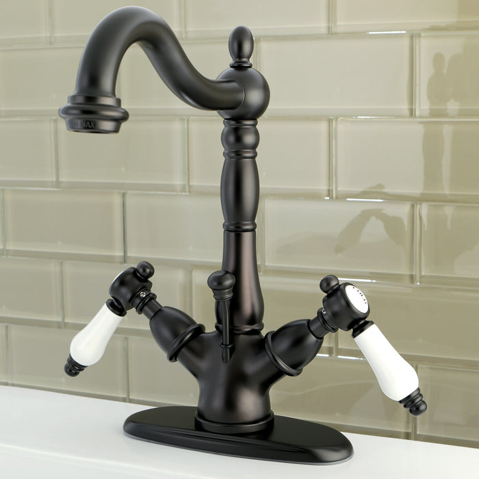 Bel-Air KS1435BPL Two-Handle 1-or-3 Hole Deck Mount Bathroom Faucet with Brass Pop-Up, Oil Rubbed Bronze