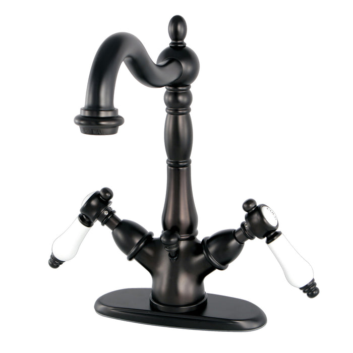 Bel-Air KS1435BPL Two-Handle 1-or-3 Hole Deck Mount Bathroom Faucet with Brass Pop-Up, Oil Rubbed Bronze