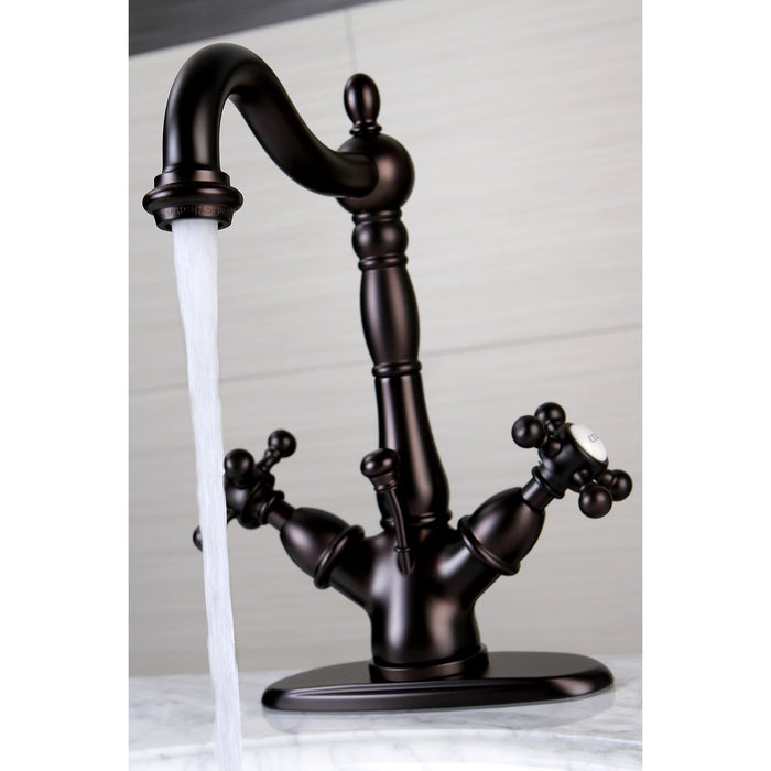 Vintage KS1435BX Two-Handle 1-or-3 Hole Deck Mount Bathroom Faucet with Brass Pop-Up, Oil Rubbed Bronze