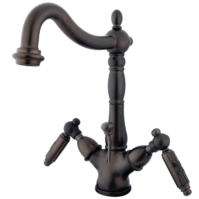 Victorian KS1435GL Two-Handle 1-or-3 Hole Deck Mount Bathroom Faucet with Brass Pop-Up, Oil Rubbed Bronze