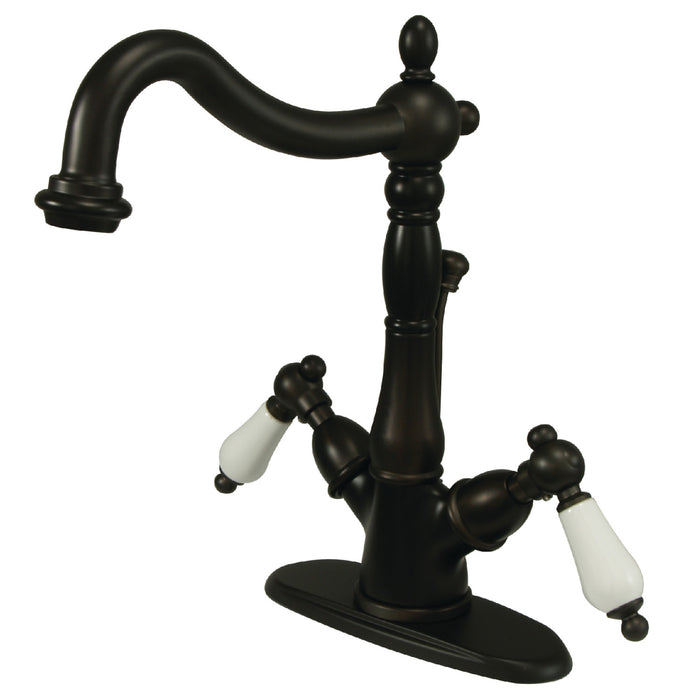 Heritage KS1435PL Two-Handle 1-or-3 Hole Deck Mount Bathroom Faucet with Brass Pop-Up, Oil Rubbed Bronze