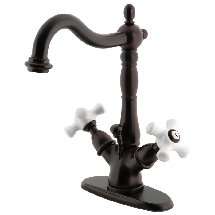 Heritage KS1435PX Two-Handle 1-or-3 Hole Deck Mount Bathroom Faucet with Brass Pop-Up, Oil Rubbed Bronze