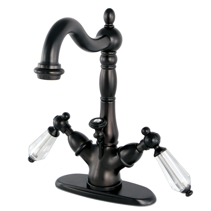Wilshire KS1435WLL Two-Handle 1-or-3 Hole Deck Mount Bathroom Faucet with Brass Pop-Up, Oil Rubbed Bronze