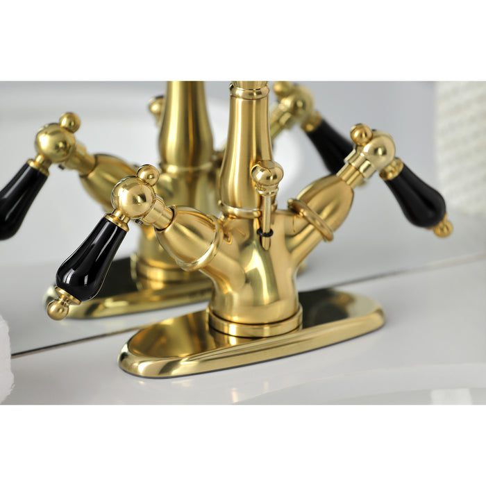Duchess KS1437PKL Two-Handle 1-or-3 Hole Deck Mount Bathroom Faucet with Brass Pop-Up, Brushed Brass