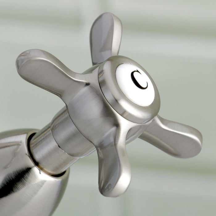 Kingston Heirloom KS1438BEX - Essex Double-Handle 1-or-3 Hole Deck Mount 4-Inch Centerset Bathroom Faucet with Brass Pop-Up, Brushed Nickel