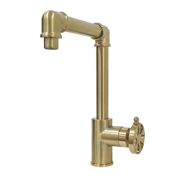 Belknap KS144RXBB Single-Handle 1-Hole Deck Mount Bathroom Faucet with Push Pop-Up, Brushed Brass