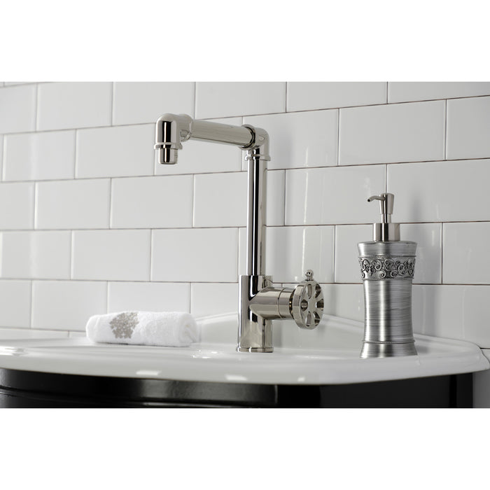 Belknap KS144RXPN Single-Handle 1-Hole Deck Mount Bathroom Faucet with Push Pop-Up, Polished Nickel