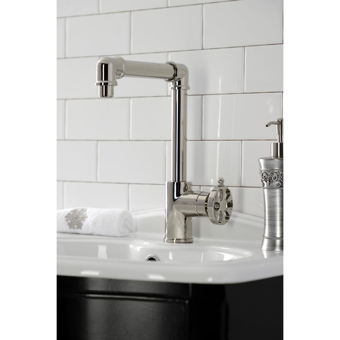 Belknap KS144RXPN Single-Handle 1-Hole Deck Mount Bathroom Faucet with Push Pop-Up, Polished Nickel