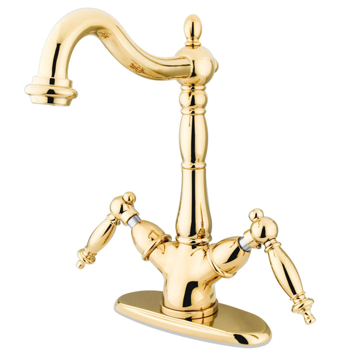 Heritage KS1492TL Two-Handle 1-or-3 Hole Deck Mount Vessel Faucet, Polished Brass