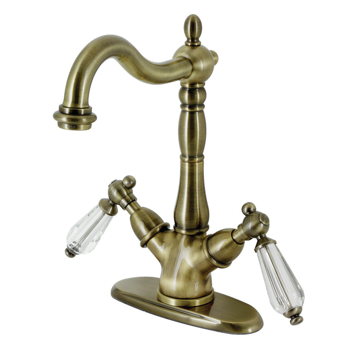 Wilshire KS1493WLL Two-Handle 1-or-3 Hole Deck Mount Vessel Faucet, Antique Brass