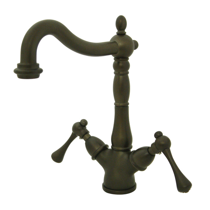 Heritage KS1495BL Two-Handle 1-or-3 Hole Deck Mount Vessel Faucet, Oil Rubbed Bronze