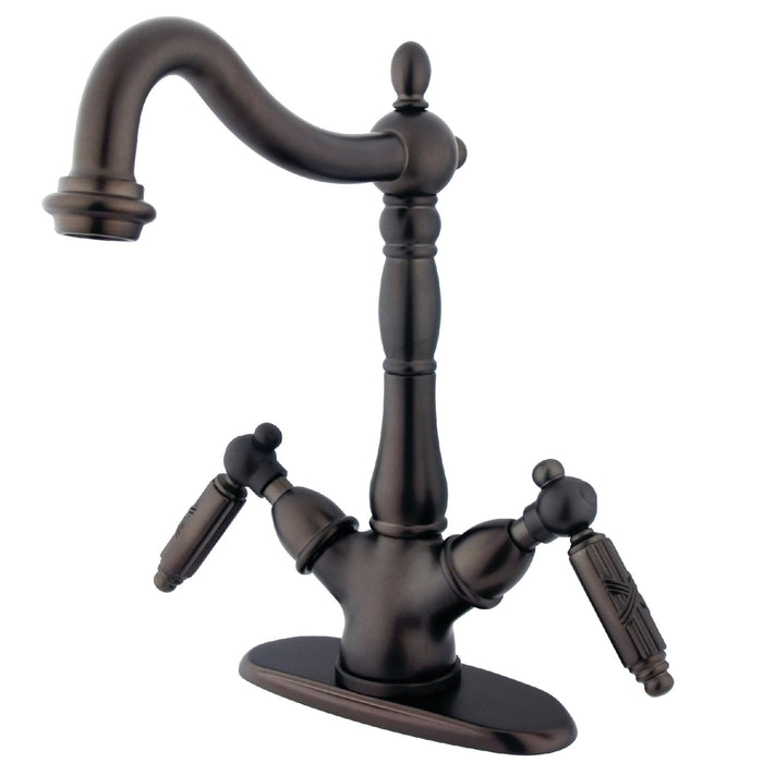 Heritage KS1495GL Two-Handle 1-or-3 Hole Deck Mount Vessel Faucet, Oil Rubbed Bronze