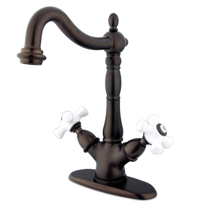 Heritage KS1495PX Two-Handle 1-or-3 Hole Deck Mount Vessel Faucet, Oil Rubbed Bronze