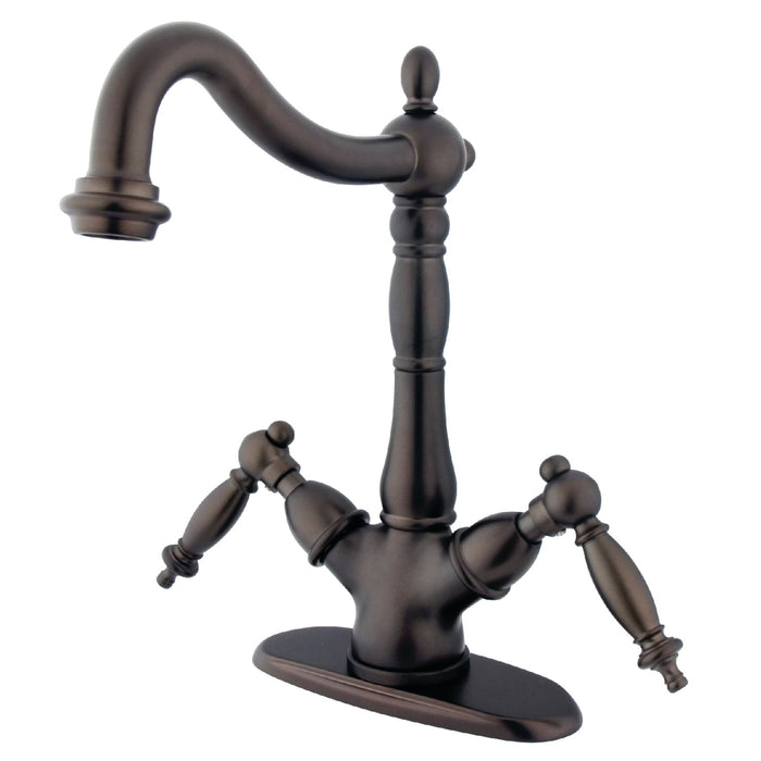 Heritage KS1495TL Two-Handle 1-or-3 Hole Deck Mount Vessel Faucet, Oil Rubbed Bronze