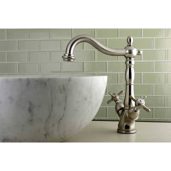 Kingston Heirloom KS1498BEX - Essex Two-Handle 1-or-3 Hole Deck Mount Vessel Faucet, Brushed Nickel