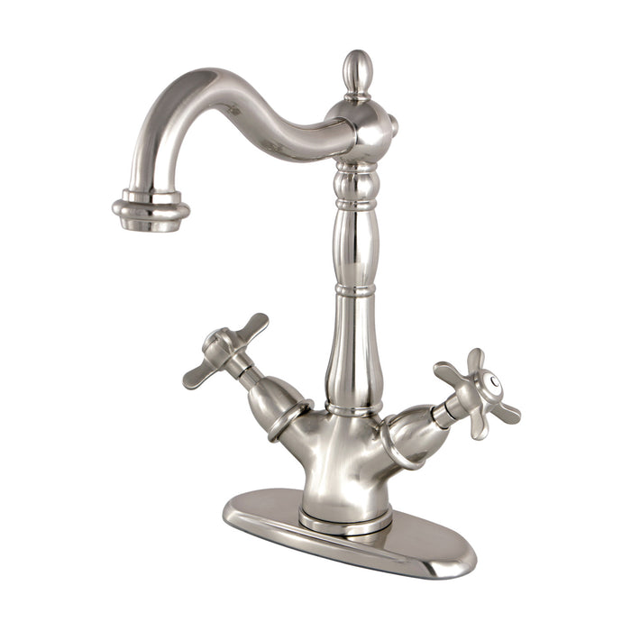 Kingston Heirloom KS1498BEX - Essex Two-Handle 1-or-3 Hole Deck Mount Vessel Faucet, Brushed Nickel
