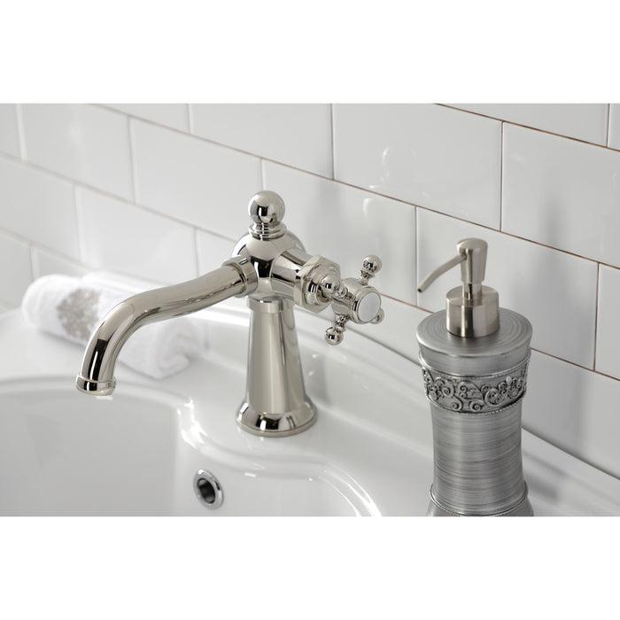 Kingston Heirloom KS154BXPN - Nautical One-Handle 1-Hole Bathroom Faucet with Push Pop-Up Drain, Polished Nickel