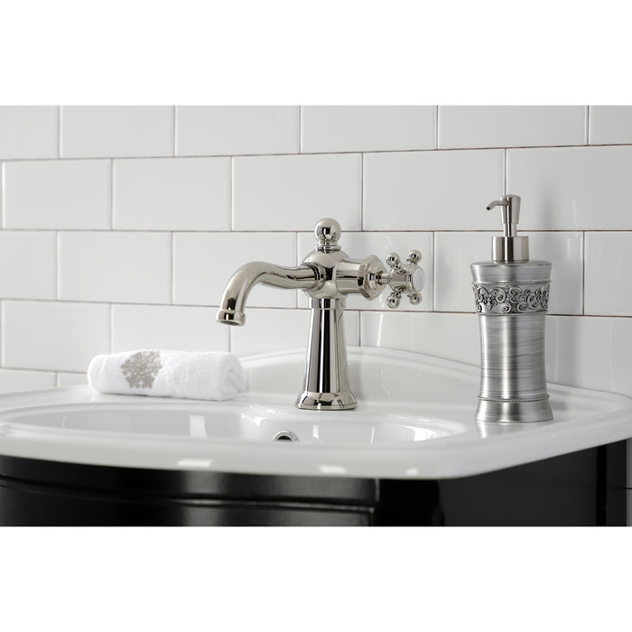 Kingston Heirloom KS154BXPN - Nautical One-Handle 1-Hole Bathroom Faucet with Push Pop-Up Drain, Polished Nickel