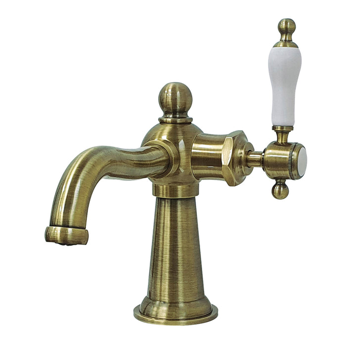 Nautical KS154KLAB Single-Handle 1-Hole Deck Mount Bathroom Faucet with Push Pop-Up, Antique Brass
