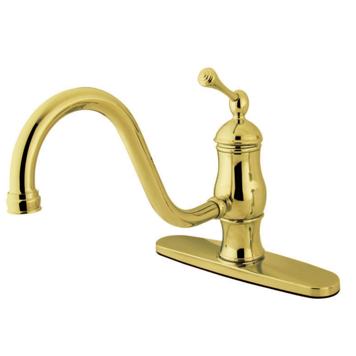 Heritage KS1572BLLS Single-Handle 1-or-3 Hole Deck Mount Kitchen Faucet, Polished Brass