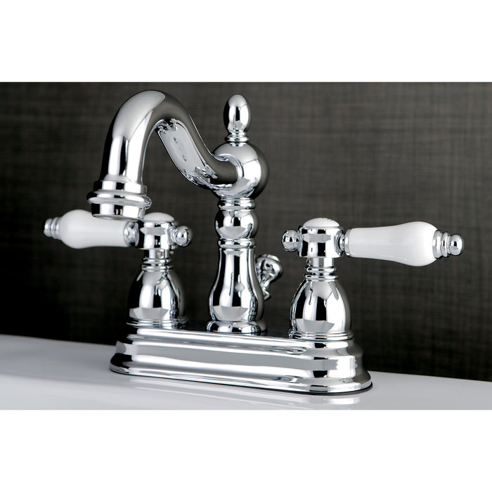 Bel-Air KS1601BPL Two-Handle 3-Hole Deck Mount 4" Centerset Bathroom Faucet with Brass Pop-Up, Polished Chrome