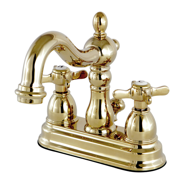 Kingston Heirloom KS1602BEX - Essex Double-Handle 3-Hole Deck Mount 4-Inch Centerset Bathroom Faucet with Brass Pop-Up, Polished Brass
