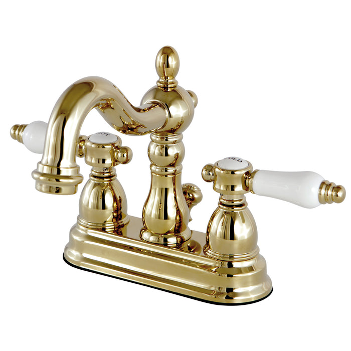 Bel-Air KS1602BPL Two-Handle 3-Hole Deck Mount 4" Centerset Bathroom Faucet with Brass Pop-Up, Polished Brass