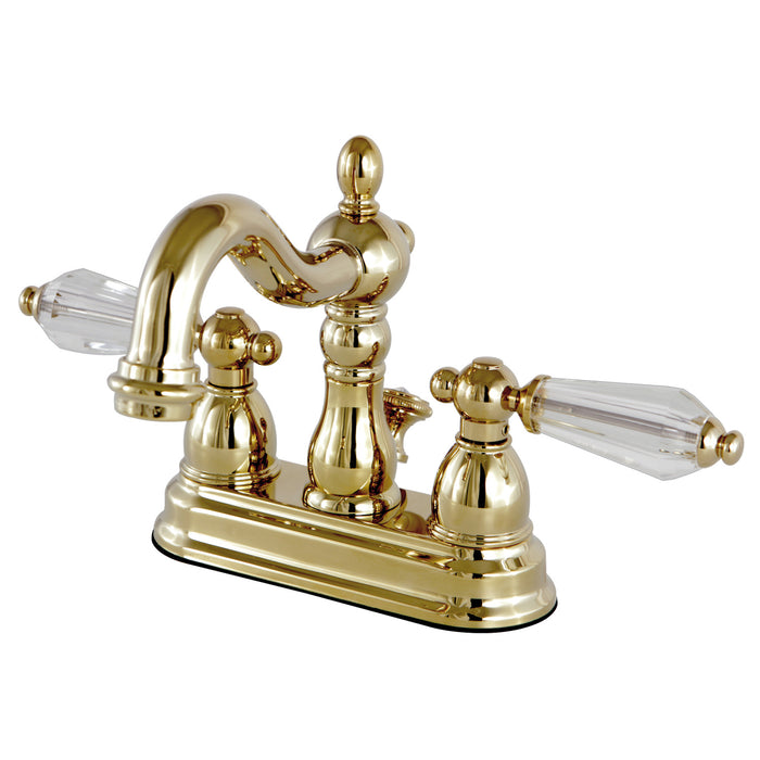 Wilshire KS1602WLL Two-Handle 3-Hole Deck Mount 4" Centerset Bathroom Faucet with Brass Pop-Up, Polished Brass