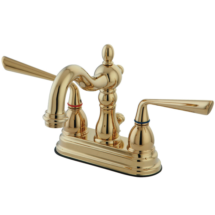 Silver Sage KS1602ZL Two-Handle 3-Hole Deck Mount 4" Centerset Bathroom Faucet with Brass Pop-Up, Polished Brass