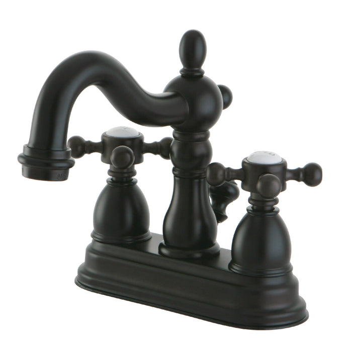 Kingston Heirloom KS1605BX - Heritage Double-Handle 3-Hole Deck Mount 4-Inch Centerset Bathroom Faucet with Brass Pop-Up, Oil Rubbed Bronze