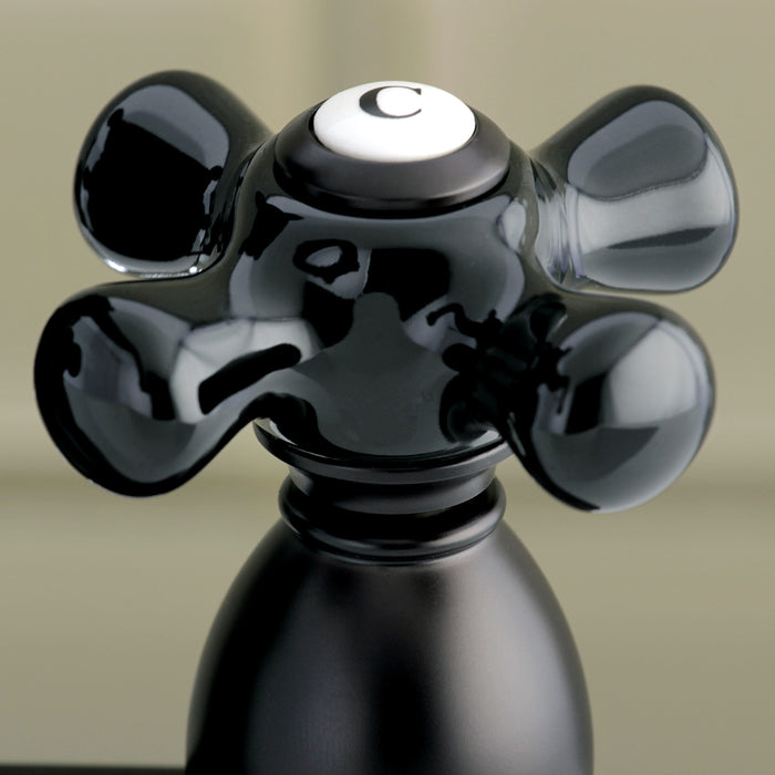 Kingston Heirloom KS1605PKX - Duchess Double-Handle 3-Hole Deck Mount 4-Inch Centerset Bathroom Faucet with Brass Pop-Up, Oil Rubbed Bronze