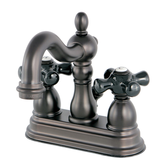 Kingston Heirloom KS1605PKX - Duchess Double-Handle 3-Hole Deck Mount 4-Inch Centerset Bathroom Faucet with Brass Pop-Up, Oil Rubbed Bronze