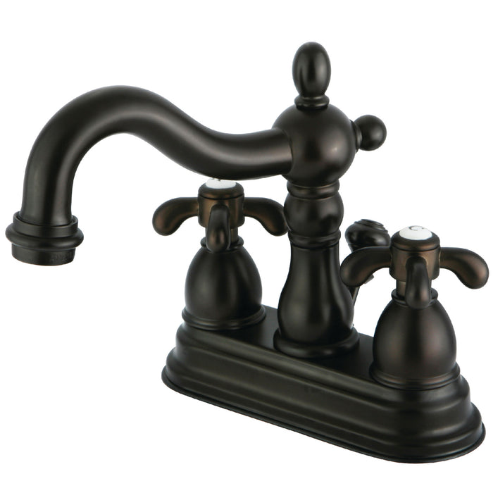 French Country KS1605TX Two-Handle 3-Hole Deck Mount 4" Centerset Bathroom Faucet with Brass Pop-Up, Oil Rubbed Bronze