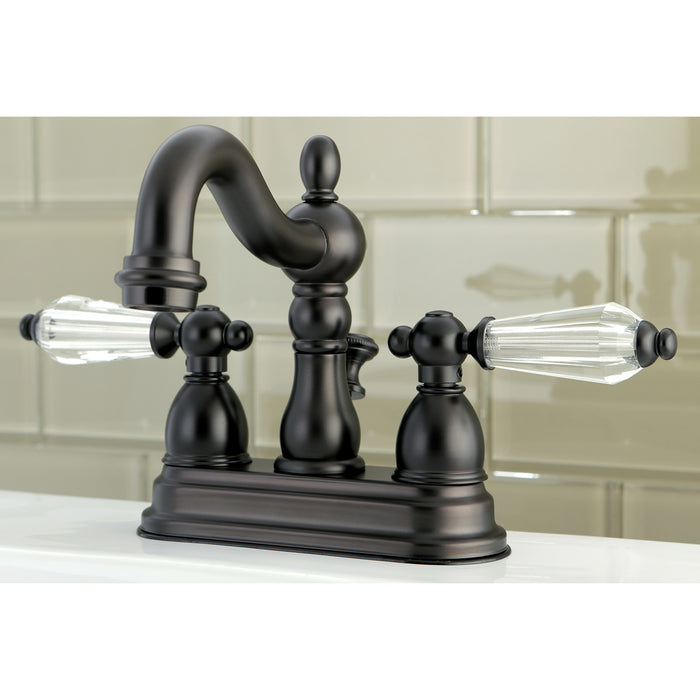 Wilshire KS1605WLL Two-Handle 3-Hole Deck Mount 4" Centerset Bathroom Faucet with Brass Pop-Up, Oil Rubbed Bronze