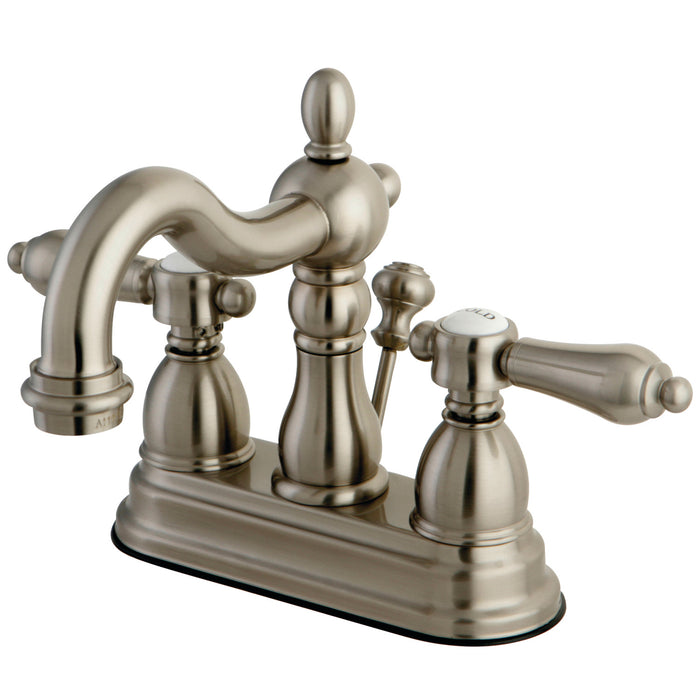 KS1608BAL Two-Handle 3-Hole Deck Mount 4" Centerset Bathroom Faucet with Brass Pop-Up, Brushed Nickel
