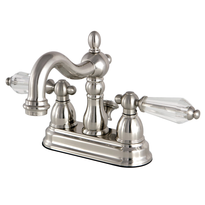 Wilshire KS1608WLL Two-Handle 3-Hole Deck Mount 4" Centerset Bathroom Faucet with Brass Pop-Up, Brushed Nickel