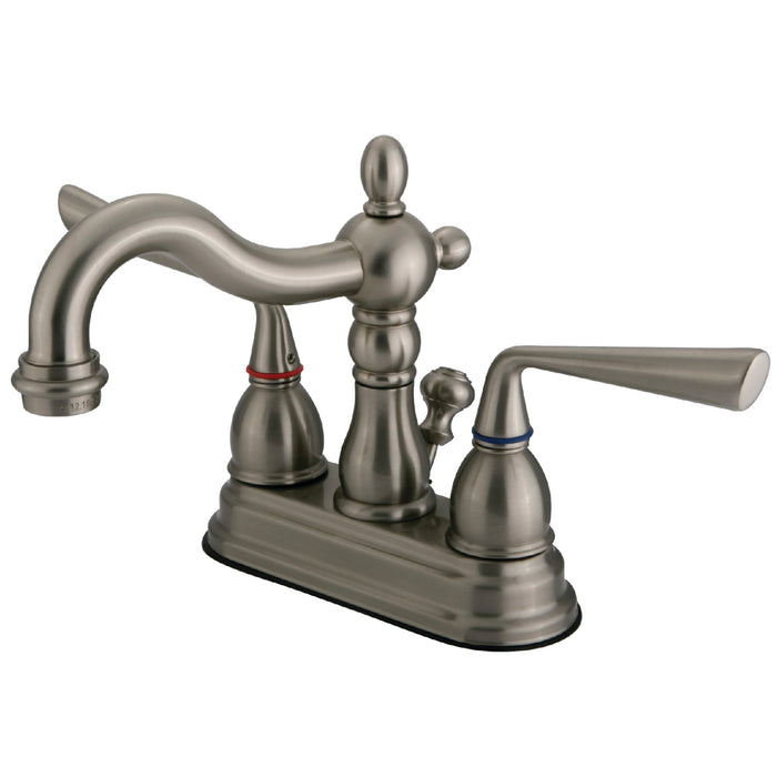 Silver Sage KS1608ZL Two-Handle 3-Hole Deck Mount 4" Centerset Bathroom Faucet with Brass Pop-Up, Brushed Nickel