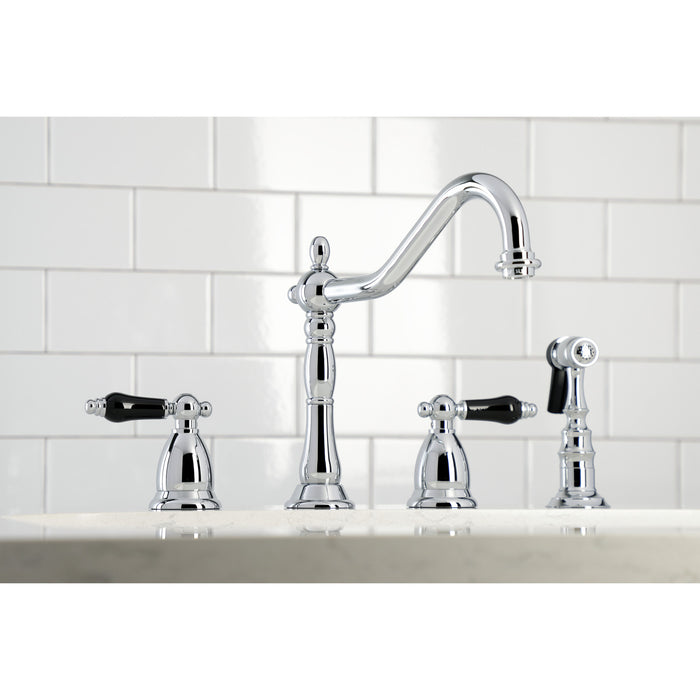 Duchess KS1791PKLBS Two-Handle 4-Hole Deck Mount Widespread Kitchen Faucet with Brass Sprayer, Polished Chrome