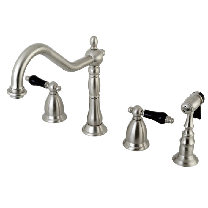 Duchess KS1798PKLBS Two-Handle 4-Hole Deck Mount Widespread Kitchen Faucet with Brass Sprayer, Brushed Nickel