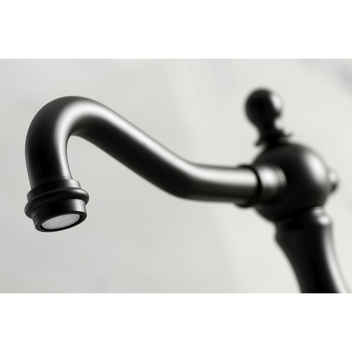 Heritage KS1970AX Two-Handle 3-Hole Deck Mount Widespread Bathroom Faucet with Brass Pop-Up, Matte Black
