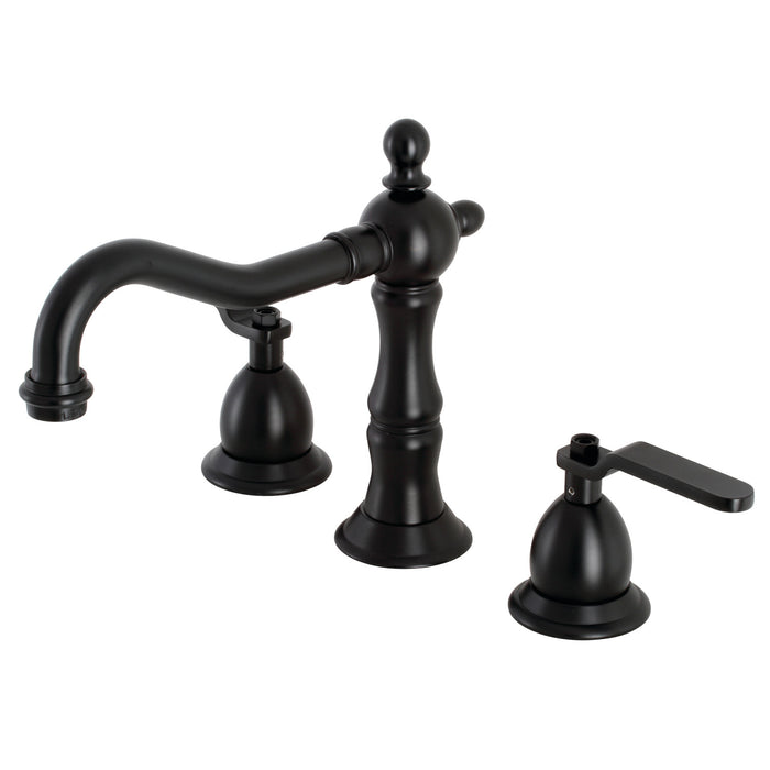 Whitaker KS1970KL Two-Handle 3-Hole Deck Mount Widespread Bathroom Faucet with Brass Pop-Up, Matte Black