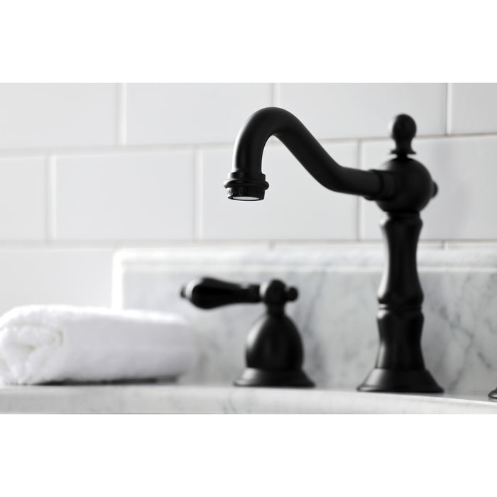 Duchess KS1970PKL Two-Handle 3-Hole Deck Mount Widespread Bathroom Faucet with Brass Pop-Up, Matte Black
