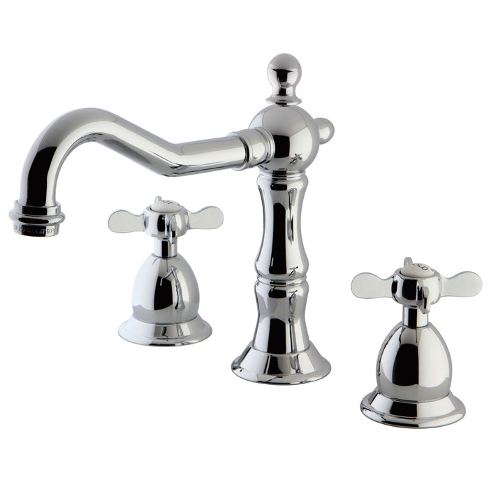 Kingston Heirloom KS1971BEX - Essex Two-Handle 3-Hole Deck Mount Widespread Bathroom Faucet with Brass Pop-Up, Polished Chrome