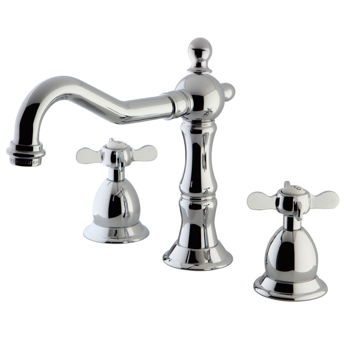 Essex KS1971BEX Two-Handle 3-Hole Deck Mount Widespread Bathroom Faucet with Brass Pop-Up, Polished Chrome