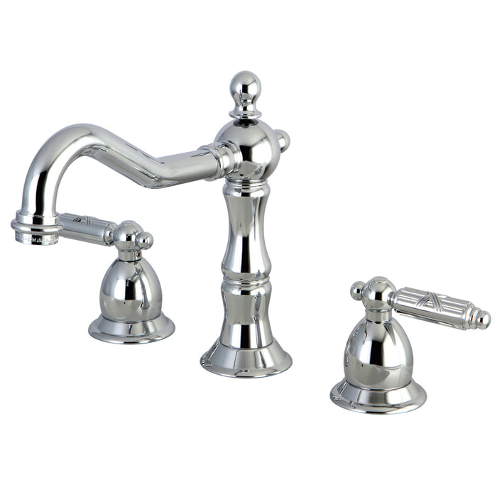 Heritage KS1971GL Two-Handle 3-Hole Deck Mount Widespread Bathroom Faucet with Brass Pop-Up, Polished Chrome