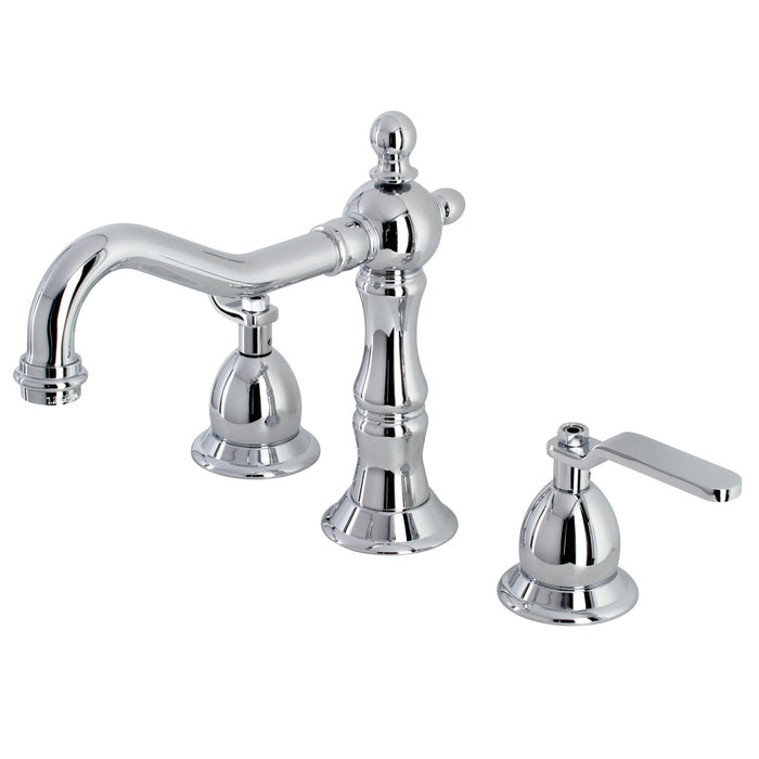 Whitaker KS1971KL Two-Handle 3-Hole Deck Mount Widespread Bathroom Faucet with Brass Pop-Up, Polished Chrome