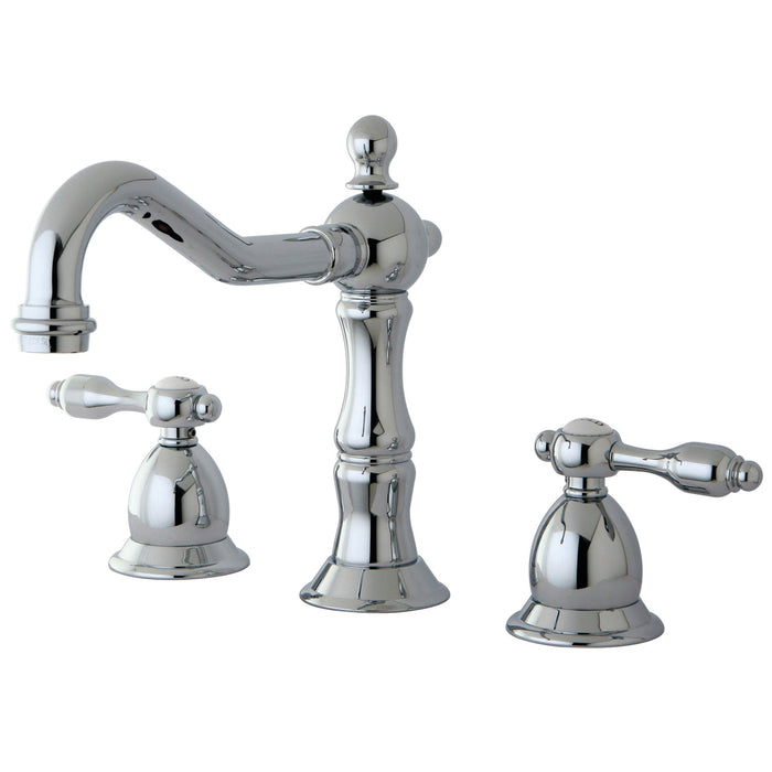 Tudor KS1971TAL Two-Handle 3-Hole Deck Mount Widespread Bathroom Faucet with Brass Pop-Up, Polished Chrome