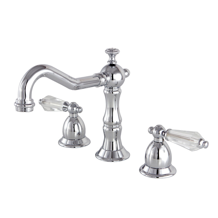 Wilshire KS1971WLL Two-Handle 3-Hole Deck Mount Widespread Bathroom Faucet with Brass Pop-Up, Polished Chrome