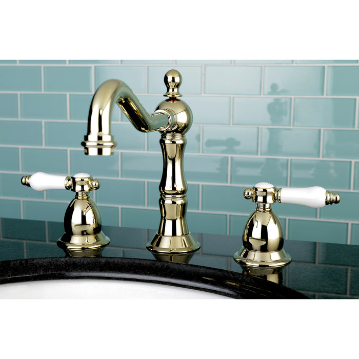 Bel-Air KS1972BPL Two-Handle 3-Hole Deck Mount Widespread Bathroom Faucet with Brass Pop-Up, Polished Brass